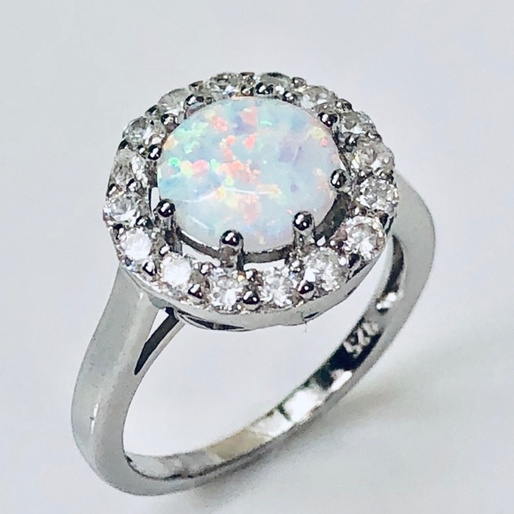 925 Sterling silver Jewelry - Silver Opal Promise Ring Engagement Ring